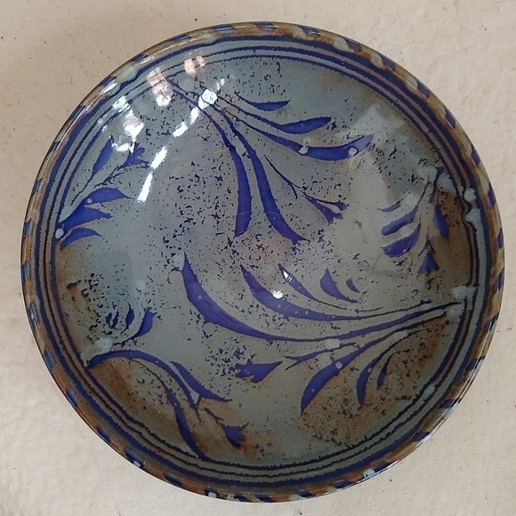 Liz Vigoda Art Pottery Bowl Botanical Handmade - Picture 1 of 9